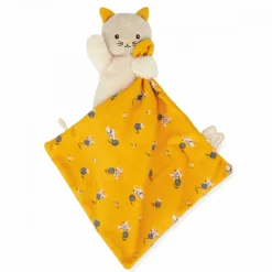 Kaloo Doudou chat Carré douceur Jaune< Doudou Polyester Recyclé|Doudou Animal