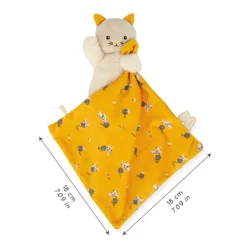 Kaloo Doudou chat Carré douceur Jaune< Doudou Polyester Recyclé|Doudou Animal